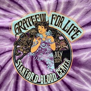 Grateful For Life Art Nouveau Style Lady Purple tie-dye T-Shirt Stanford 2024